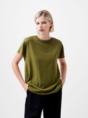 French Connection Green Crepe Light Crew Neck Top - Image 3 of 4