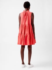 French Connection Red 100% Cotton Era Poplin Sleeveless High Neck Dress - Image 2 of 4