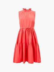 French Connection Red 100% Cotton Era Poplin Sleeveless High Neck Dress - Image 4 of 4