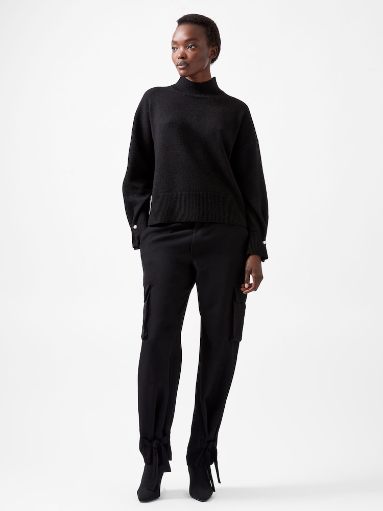 French Connection Black Kaila Tie Detail Jumper - Image 1 of 4
