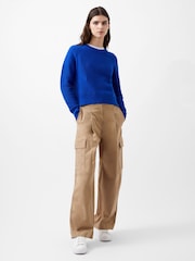 French Connection Blue 100% Cotton Lily Mozart Crew Neck Jumper - Image 1 of 4