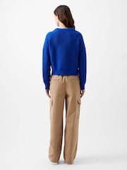 French Connection Blue 100% Cotton Lily Mozart Crew Neck Jumper - Image 2 of 4