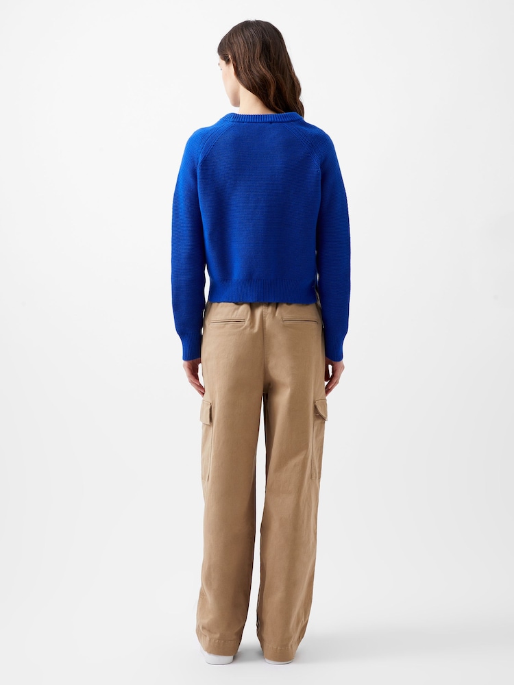 French Connection Blue 100% Cotton Lily Mozart Crew Neck Jumper - Image 2 of 4