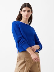 French Connection Blue 100% Cotton Lily Mozart Crew Neck Jumper - Image 3 of 4
