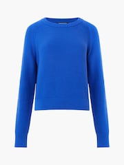 French Connection Blue 100% Cotton Lily Mozart Crew Neck Jumper - Image 4 of 4