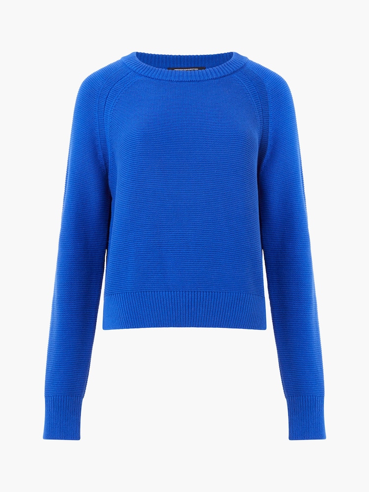 French Connection Blue 100% Cotton Lily Mozart Crew Neck Jumper - Image 4 of 4