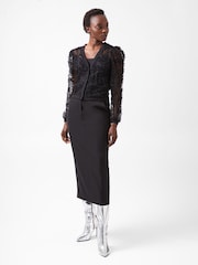 French Connection Black Mesh Sabina Long Sleeve Shirt - Image 1 of 4