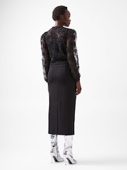 French Connection Black Mesh Sabina Long Sleeve Shirt - Image 2 of 4