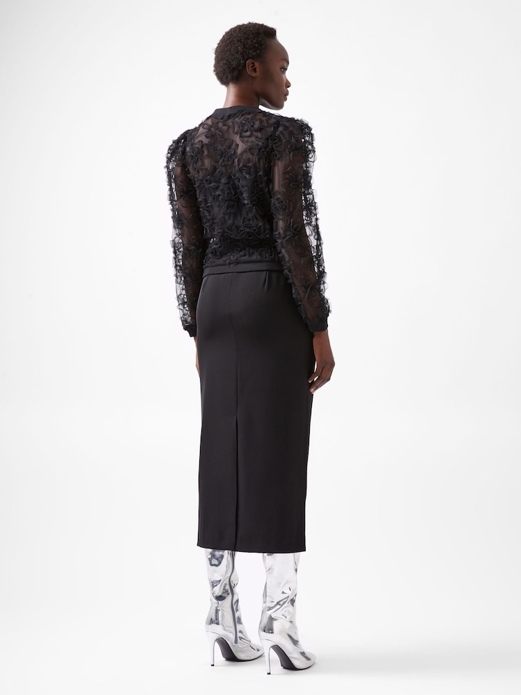 French Connection Black Mesh Sabina Long Sleeve Shirt - Image 2 of 4