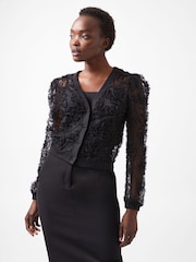 French Connection Black Mesh Sabina Long Sleeve Shirt - Image 3 of 4