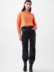 French Connection Orange 100% Cotton Lily Mozart Crew Neck Jumper - Image 1 of 4