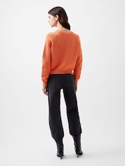 French Connection Orange 100% Cotton Lily Mozart Crew Neck Jumper - Image 2 of 4