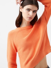French Connection Orange 100% Cotton Lily Mozart Crew Neck Jumper - Image 3 of 4