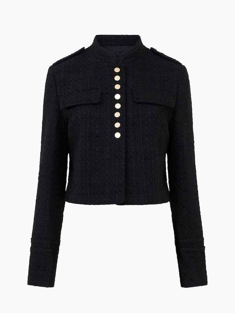 French Connection Black Tweed Felice Military Jacket - Image 4 of 4