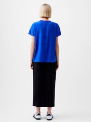 French Connection Blue Crepe Light Crew Neck Top - Image 2 of 4