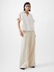 French Connection Cream Sindey 100% Cotton Short Sleeve Shirt - Image 1 of 4