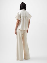 French Connection Cream Sindey 100% Cotton Short Sleeve Shirt - Image 2 of 4