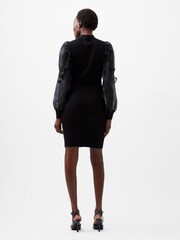 French Connection Black Organza Krista Puff Sleeve Dress - Image 2 of 4