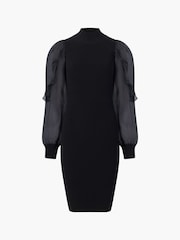 French Connection Black Organza Krista Puff Sleeve Dress - Image 4 of 4