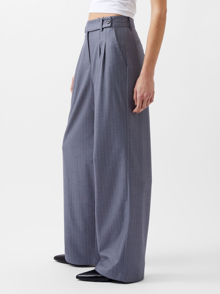 French Connection Grey Fiorella Pinstripe Trousers - Image 2 of 4