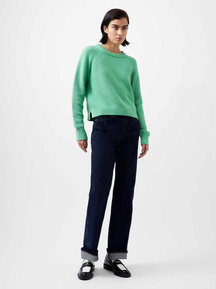 French Connection Green 100% Cotton Lily Mozart Crew Neck Jumper - Image 1 of 4