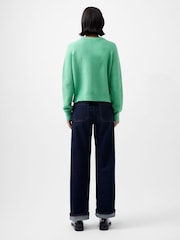 French Connection Green 100% Cotton Lily Mozart Crew Neck Jumper - Image 2 of 4