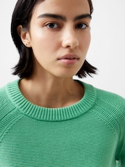 French Connection Green 100% Cotton Lily Mozart Crew Neck Jumper - Image 3 of 4