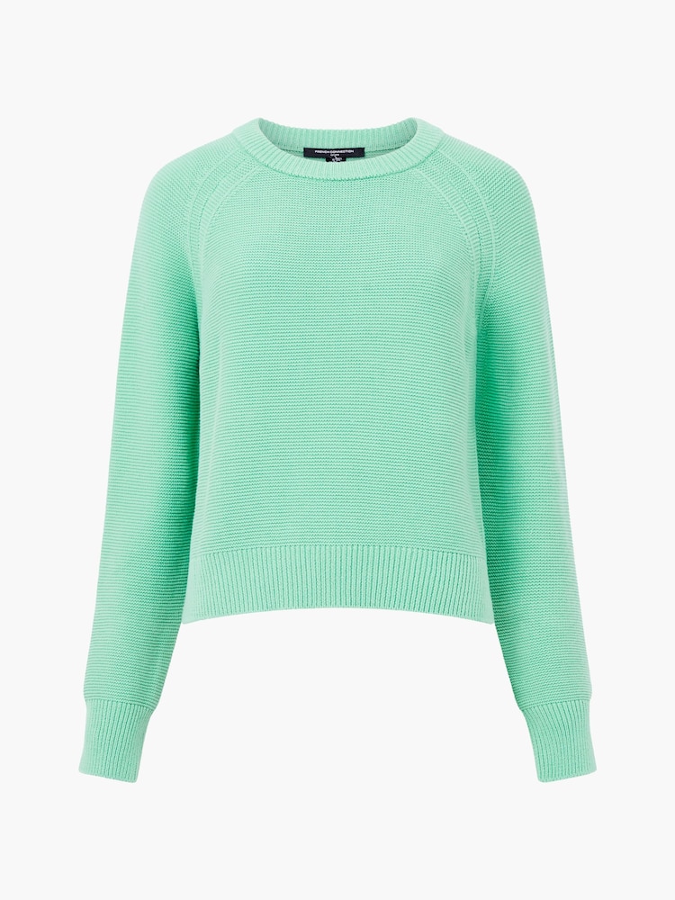 French Connection Green 100% Cotton Lily Mozart Crew Neck Jumper - Image 4 of 4
