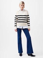 French Connection Cream Quinley Stripe Jumper - Image 1 of 4