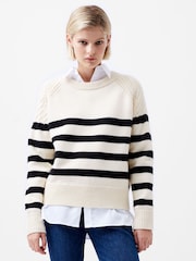 French Connection Cream Quinley Stripe Jumper - Image 3 of 4
