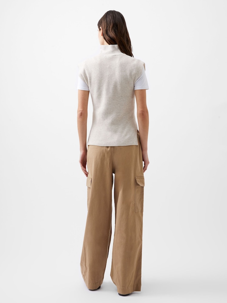 French Connection Cream Lightweight Half Zip Vest - Image 2 of 4