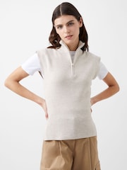 French Connection Cream Lightweight Half Zip Vest - Image 3 of 4