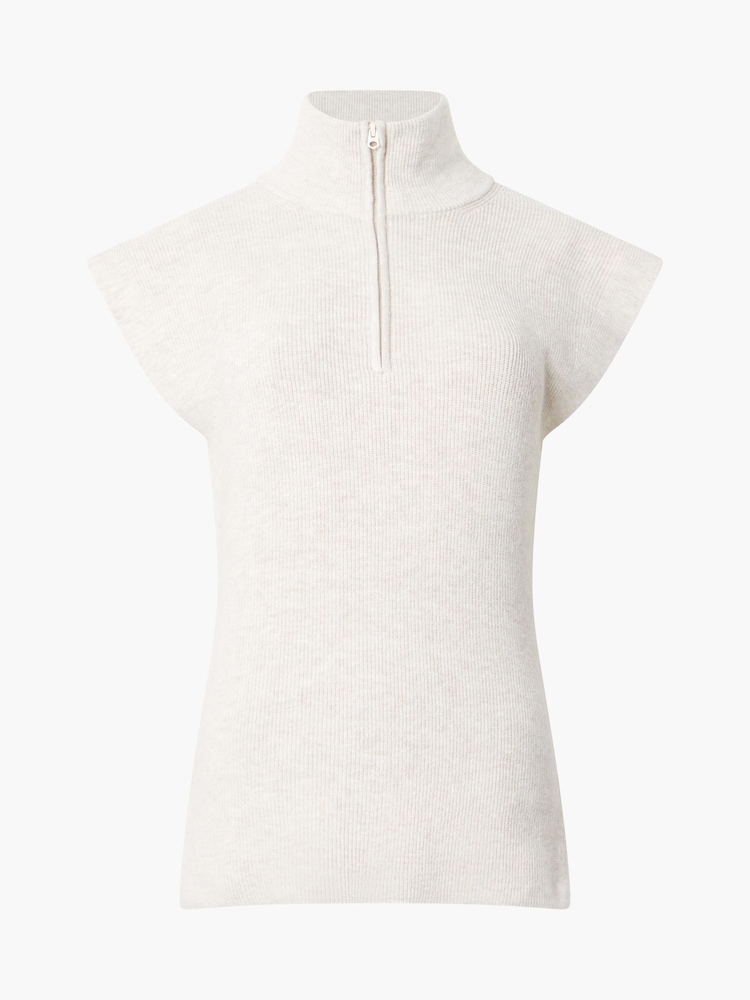 French Connection Cream Lightweight Half Zip Vest - Image 4 of 4