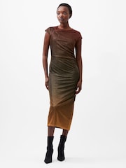 French Connection Metallic Sela Metallic Midi Dress - Image 1 of 4