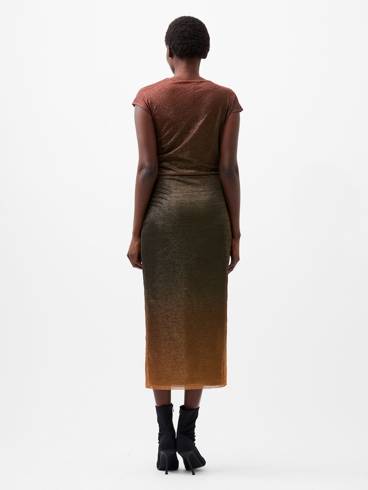 French Connection Metallic Sela Metallic Midi Dress - Image 2 of 4