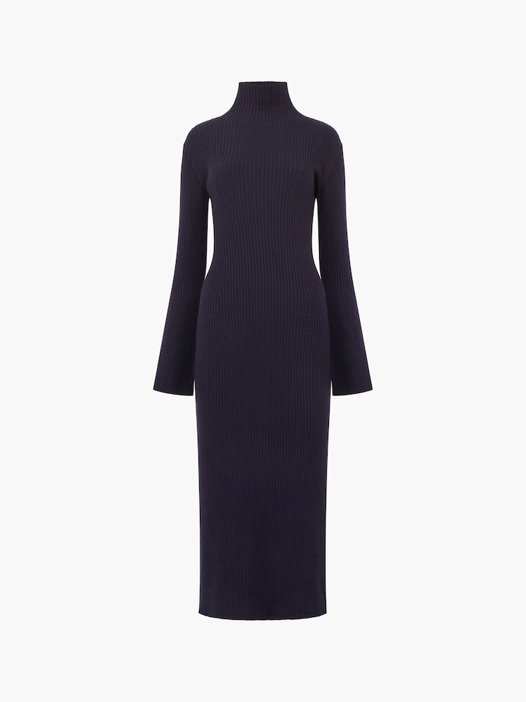 French Connection Blue Lolly Mari Flare Sleeves Knit Dress - Image 4 of 4