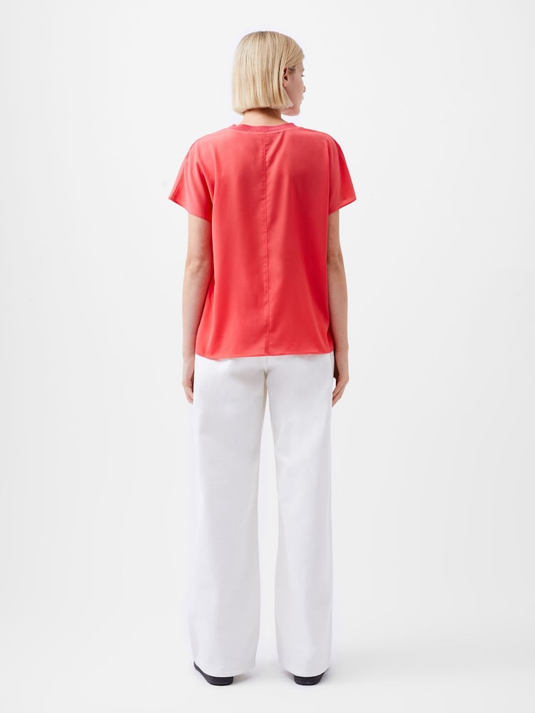 French Connection Red Crepe Light Crew Neck Top - Image 2 of 4