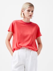 French Connection Red Crepe Light Crew Neck Top - Image 3 of 4