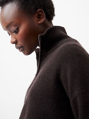 French Connection Brown Lightweight Vhari Half Zip Jumper - Image 3 of 4
