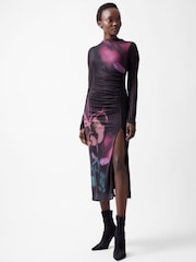 French Connection Black Smokey Placement Floral Dress - Image 1 of 5