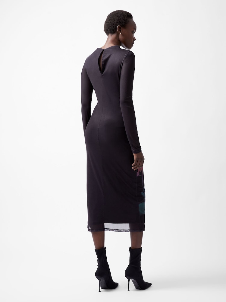 French Connection Black Smokey Placement Floral Dress - Image 2 of 5