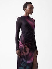 French Connection Black Smokey Placement Floral Dress - Image 3 of 5