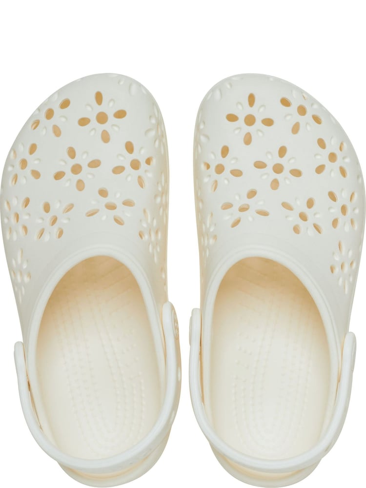 Crocs White Kids Cut Out Clogs - Image 8 of 9