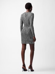 French Connection Silver Tamy Metallic Fitted Mini Dress - Image 2 of 4