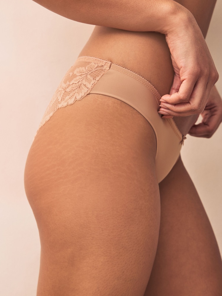 Pastel Rose Nude Brazilian No VPL Lace Back Briefs 3 Pack - Image 4 of 10
