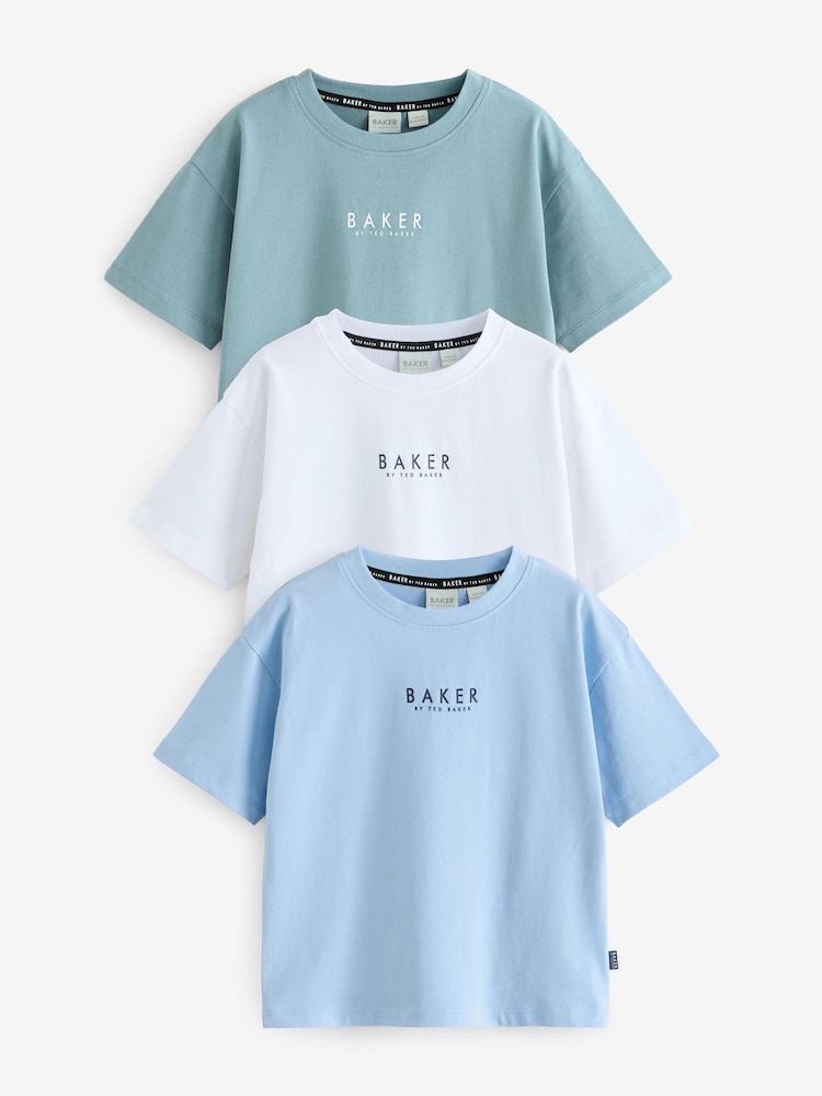 Blau/Grün/Weiß - Baker by Ted Baker T-Shirts aus 100 % Baumwolle,3er-Pack - Bild 1 von 6 Blau/Grün/Weiß - Baker by Ted Baker T-Shirts aus 100 % Baumwolle,3er-Pack - Bild 1 von 6
