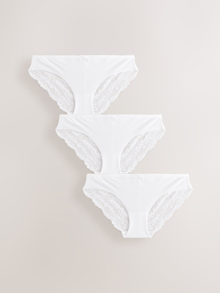 Blanco - Pack de 3 braguitas con diseño que no se marca y parte posterior de encaje - Imagen 2 de 9