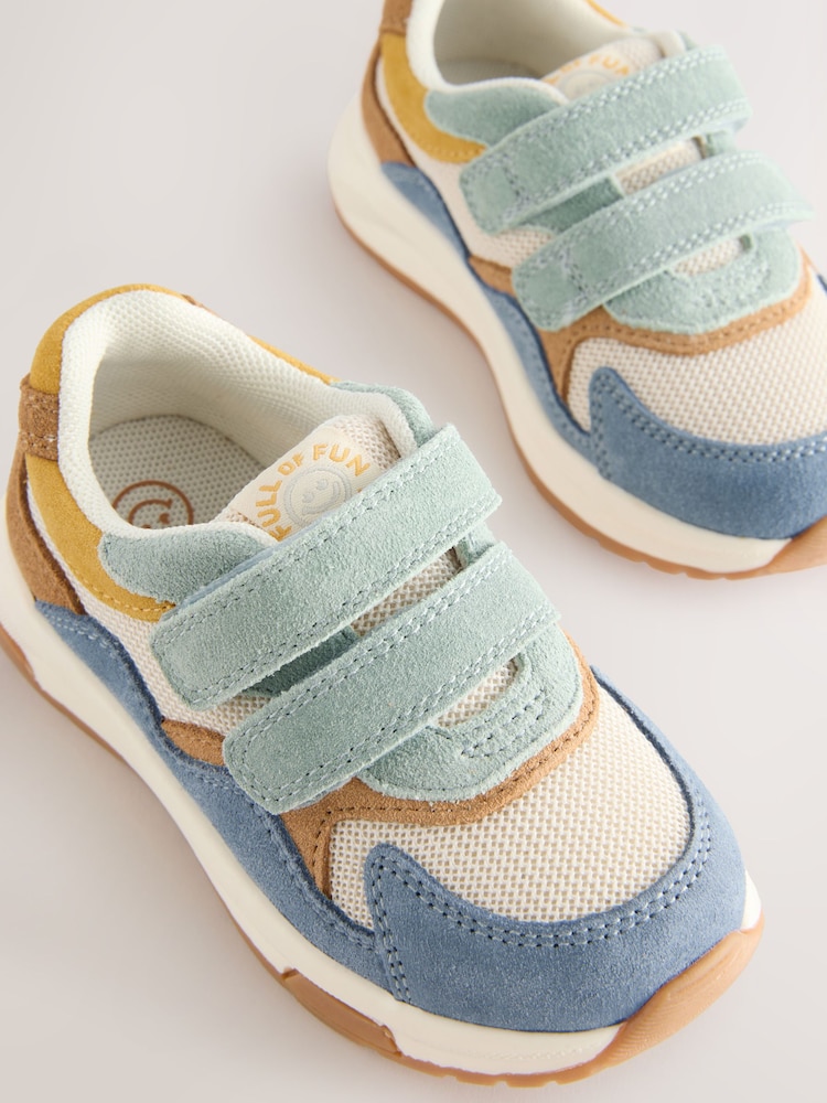 Blue Multi Suede Touch Fastening Trainers - Image 3 of 4