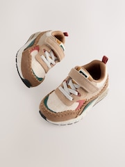 Brown/Green Colourblock Elastic Lace Trainers - Image 2 of 5