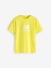 New Balance Yellow Kids Jersey Stacked 100% Cotton Logo T-Shirt - Image 1 of 3